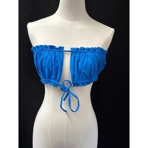 FP Toast Swim Ruffled Bandeau Bikini Top Electric Blue SZ L